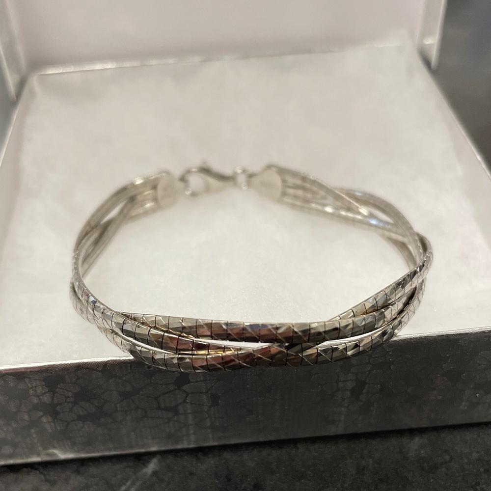Sterling Silver Multi-Strand Twisted Bracelet - Silver